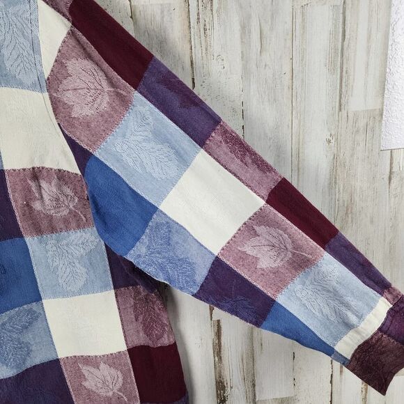 White Stag Leaf Patchwork Button Down Shirt Size 16W - Picture 6 of 8